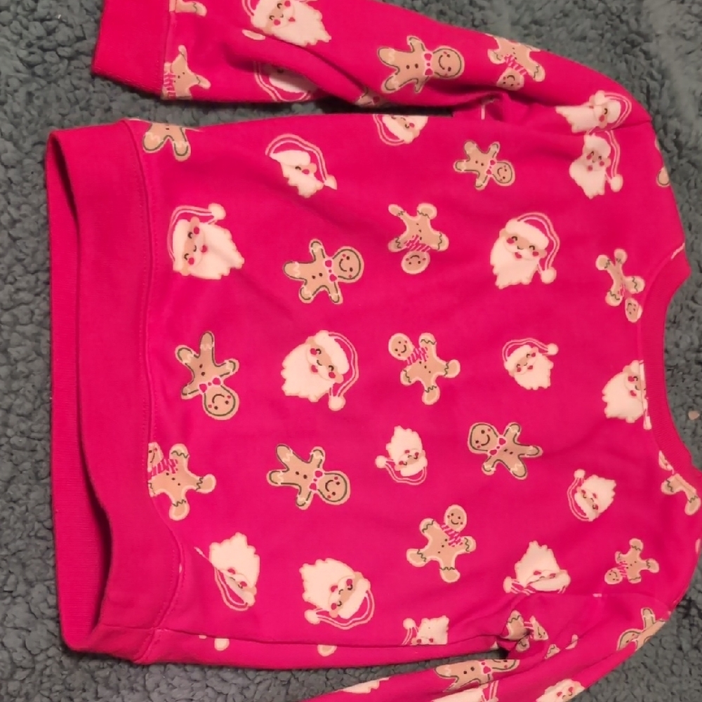 Holiday Time Pink Santa and Gingerbread Sweatshirt
